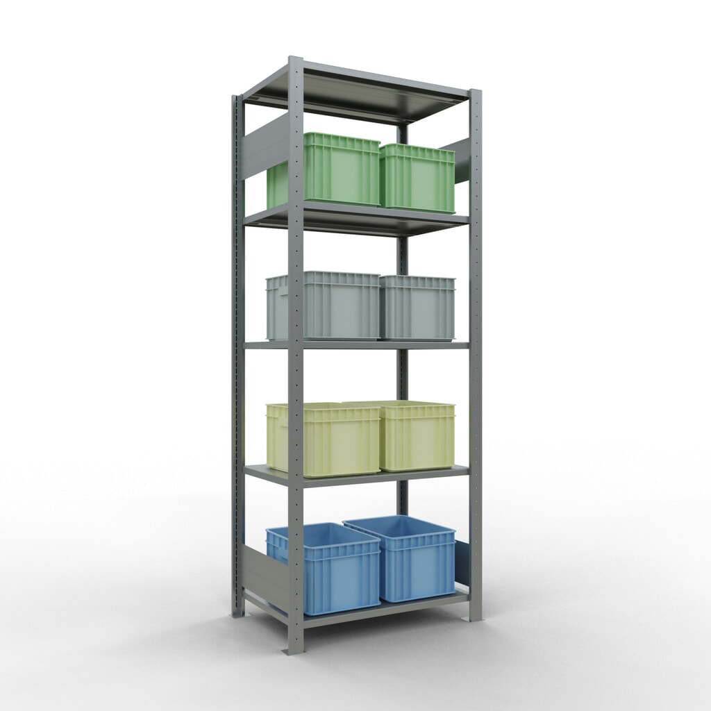Número de imagen del producto 2: Estantería de cargas pequeñas SCHULTE galvanizada con 5 estantes de chapa de acero, carga por estante 150 kg, HxAxF 2.000 x 810 x 536 mm