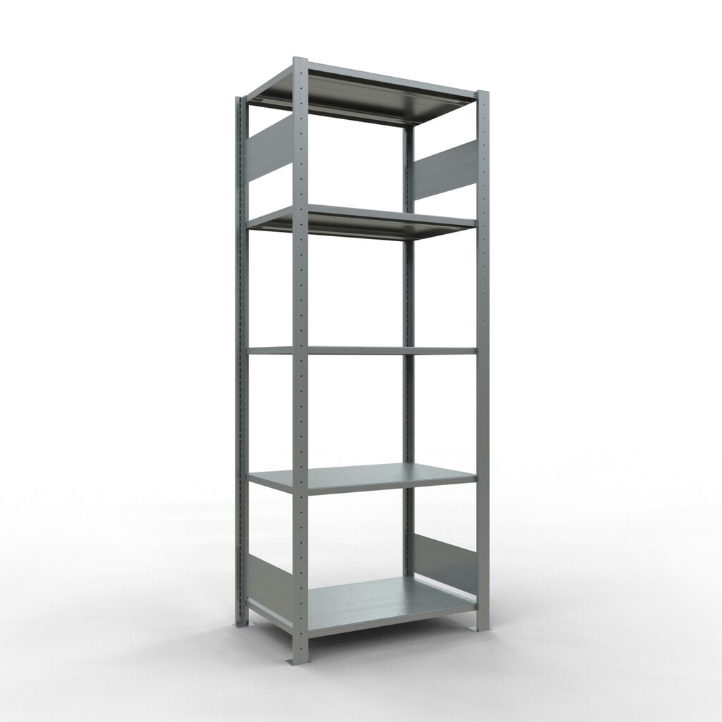 Estantería de cargas pequeñas SCHULTE galvanizada con 5 estantes de chapa de acero, carga por estante 150 kg, HxAxF 2.000 x 810 x 536 mm Imagen del producto: Estantería de cargas pequeñas SCHULTE galvanizada con 5 estantes de chapa de acero, carga por estante 150 kg, HxAxF 2.000 x 810 x 536 mm