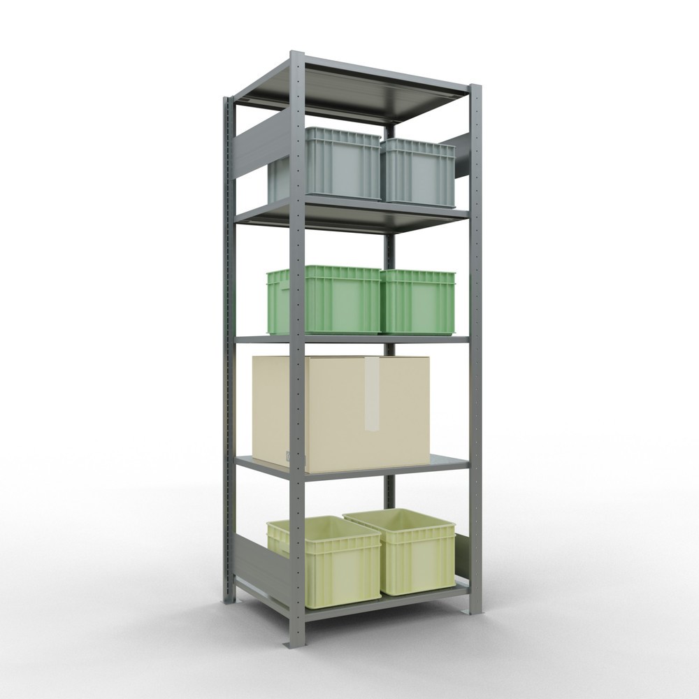 Número de imagen del producto 2: Estantería de cargas pequeñas SCHULTE galvanizada con 5 estantes de chapa de acero, carga por estante 150 kg, HxAxF 2.000 x 810 x 636 mm
