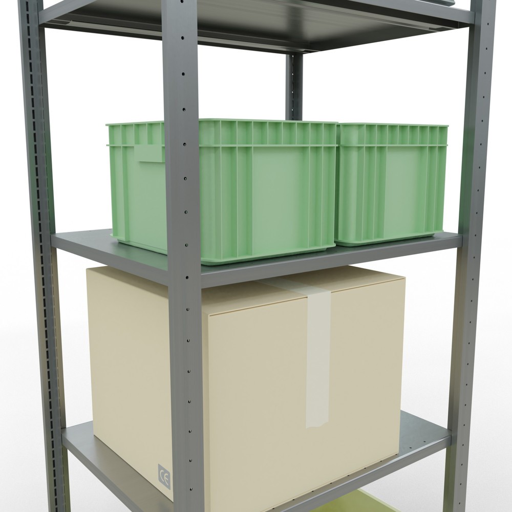 Número de imagen del producto 3: Estantería de cargas pequeñas SCHULTE galvanizada con 5 estantes de chapa de acero, carga por estante 150 kg, HxAxF 2.000 x 810 x 636 mm