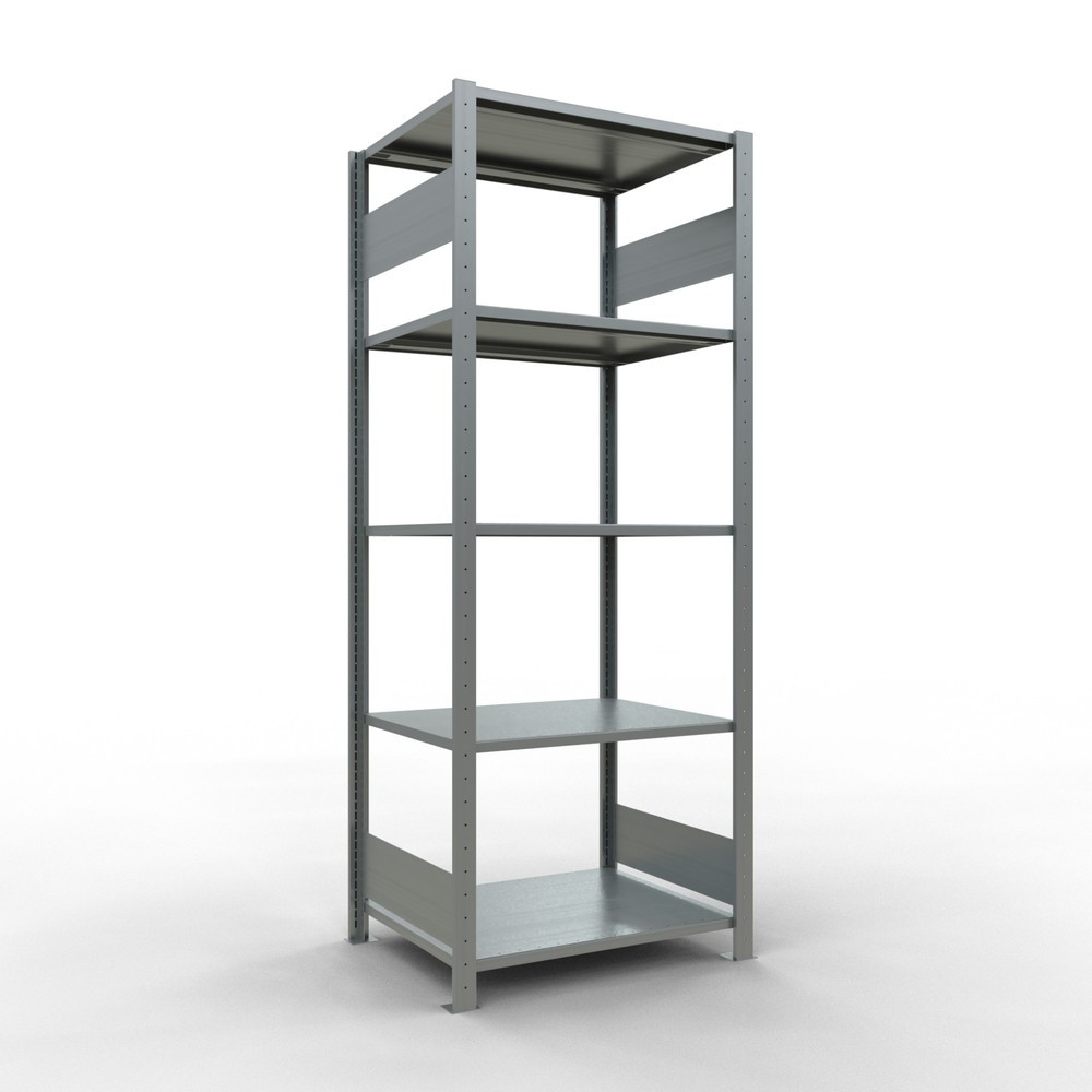 Número de imagen del producto 1: Estantería de cargas pequeñas SCHULTE galvanizada con 5 estantes de chapa de acero, carga por estante 150 kg, HxAxF 2.000 x 810 x 636 mm