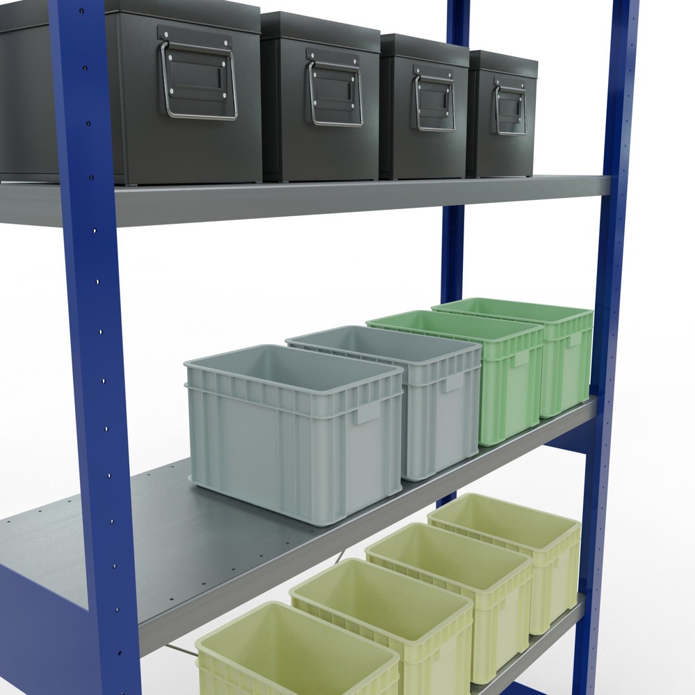 Número de imagen del producto 4: Estantería de cargas pequeñas SCHULTE azul genciana/galvanizada, carga por estante 250 kg, HxAxF 2.500 x 1.360 x 436 mm