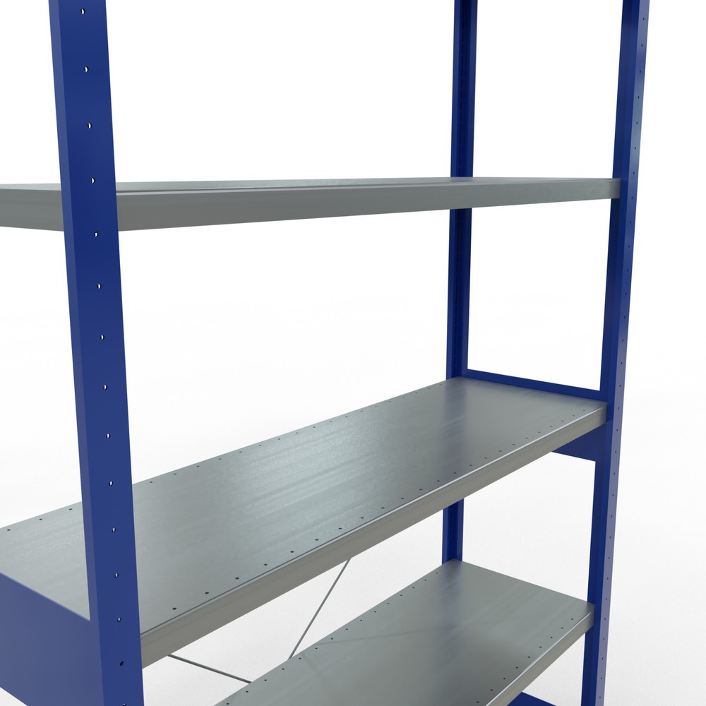 Número de imagen del producto 5: Estantería de cargas pequeñas SCHULTE azul genciana/galvanizada, carga por estante 250 kg, HxAxF 2.500 x 1.360 x 436 mm