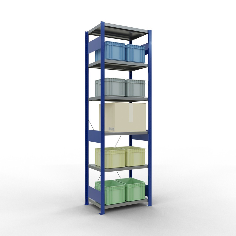 Número de imagen del producto 3: Estantería de cargas pequeñas SCHULTE azul genciana/galvanizada, carga por estante 250 kg, HxAxF 2.500 x 810 x 536 mm