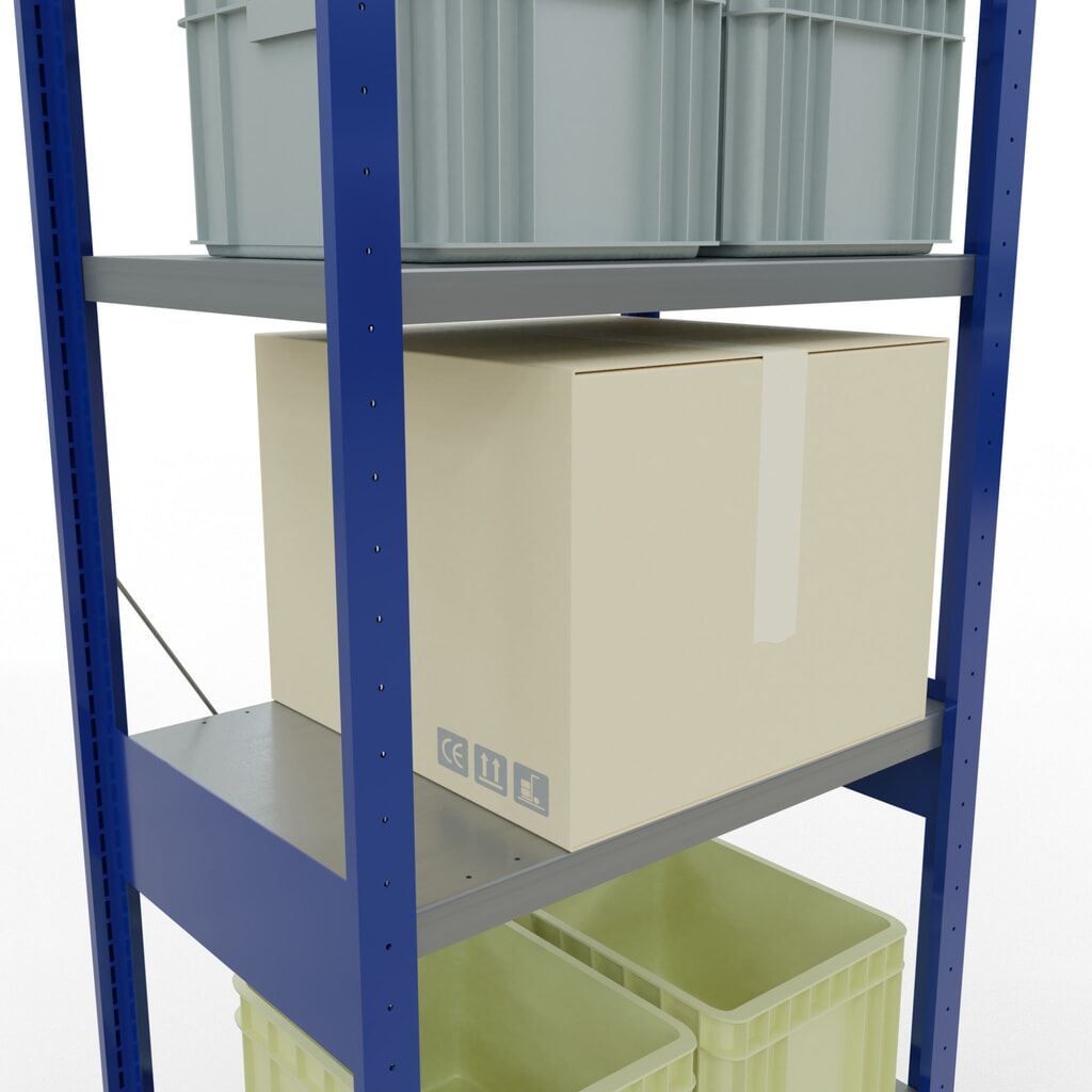 Estantería de cargas pequeñas SCHULTE azul genciana/galvanizada, carga por estante 250 kg, HxAxF 2.500 x 810 x 536 mm Número de imagen del producto 4: Estantería de cargas pequeñas SCHULTE azul genciana/galvanizada, carga por estante 250 kg, HxAxF 2.500 x 810 x 536 mm