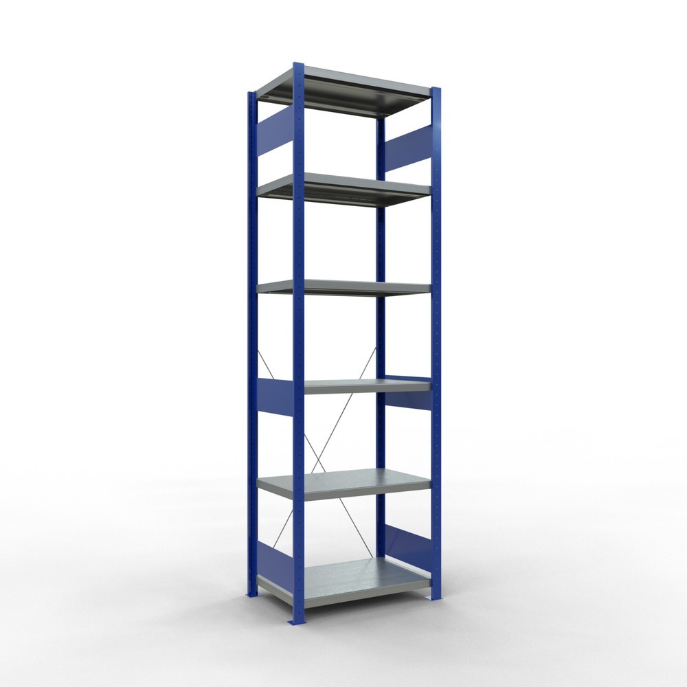Número de imagen del producto 1: Estantería de cargas pequeñas SCHULTE azul genciana/galvanizada, carga por estante 250 kg, HxAxF 2.500 x 810 x 536 mm