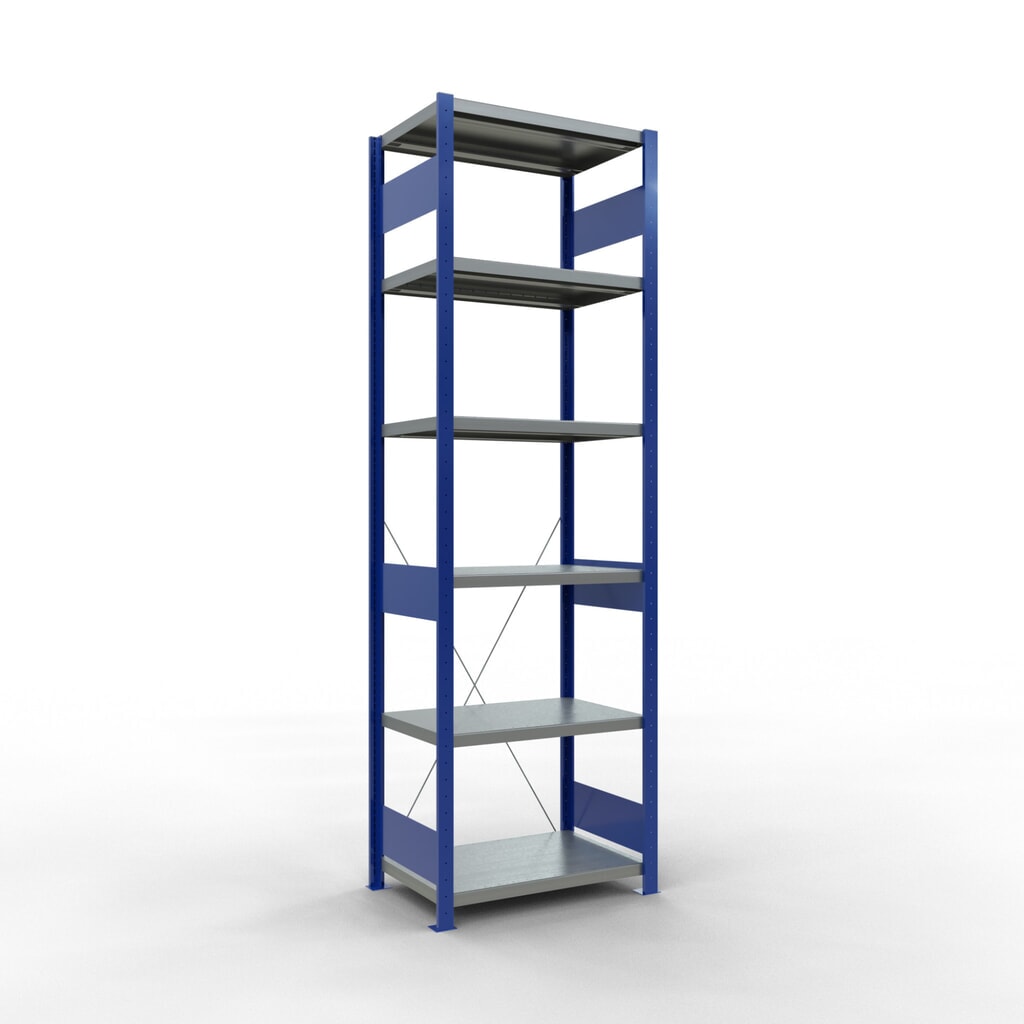 Imagen del producto: Estantería de cargas pequeñas SCHULTE azul genciana/galvanizada, carga por estante 250 kg, HxAxF 2.500 x 810 x 536 mm