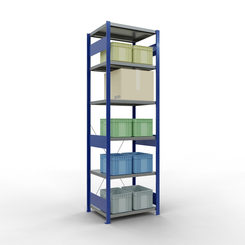 Estantería de cargas pequeñas SCHULTE azul genciana/galvanizada, carga por estante 250 kg, HxAxF 2.500 x 810 x 636 mm Número de imagen del producto 3: Estantería de cargas pequeñas SCHULTE azul genciana/galvanizada, carga por estante 250 kg, HxAxF 2.500 x 810 x 636 mm
