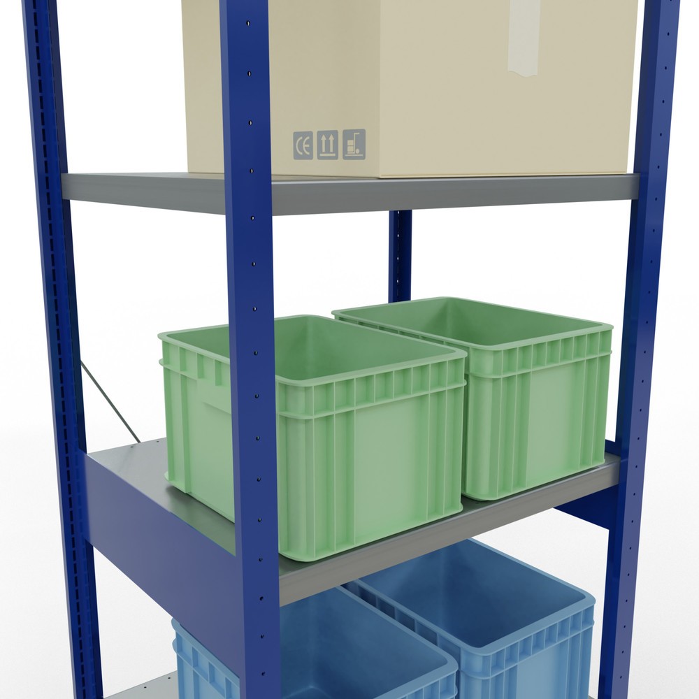 Número de imagen del producto 4: Estantería de cargas pequeñas SCHULTE azul genciana/galvanizada, carga por estante 250 kg, HxAxF 2.500 x 810 x 636 mm