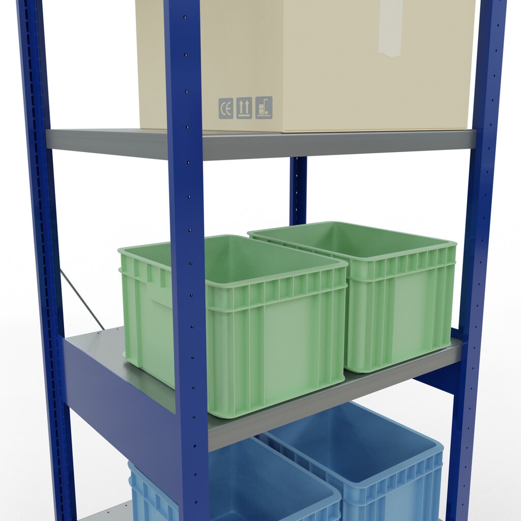 Estantería de cargas pequeñas SCHULTE azul genciana/galvanizada, carga por estante 250 kg, HxAxF 2.500 x 810 x 636 mm Número de imagen del producto 4: Estantería de cargas pequeñas SCHULTE azul genciana/galvanizada, carga por estante 250 kg, HxAxF 2.500 x 810 x 636 mm