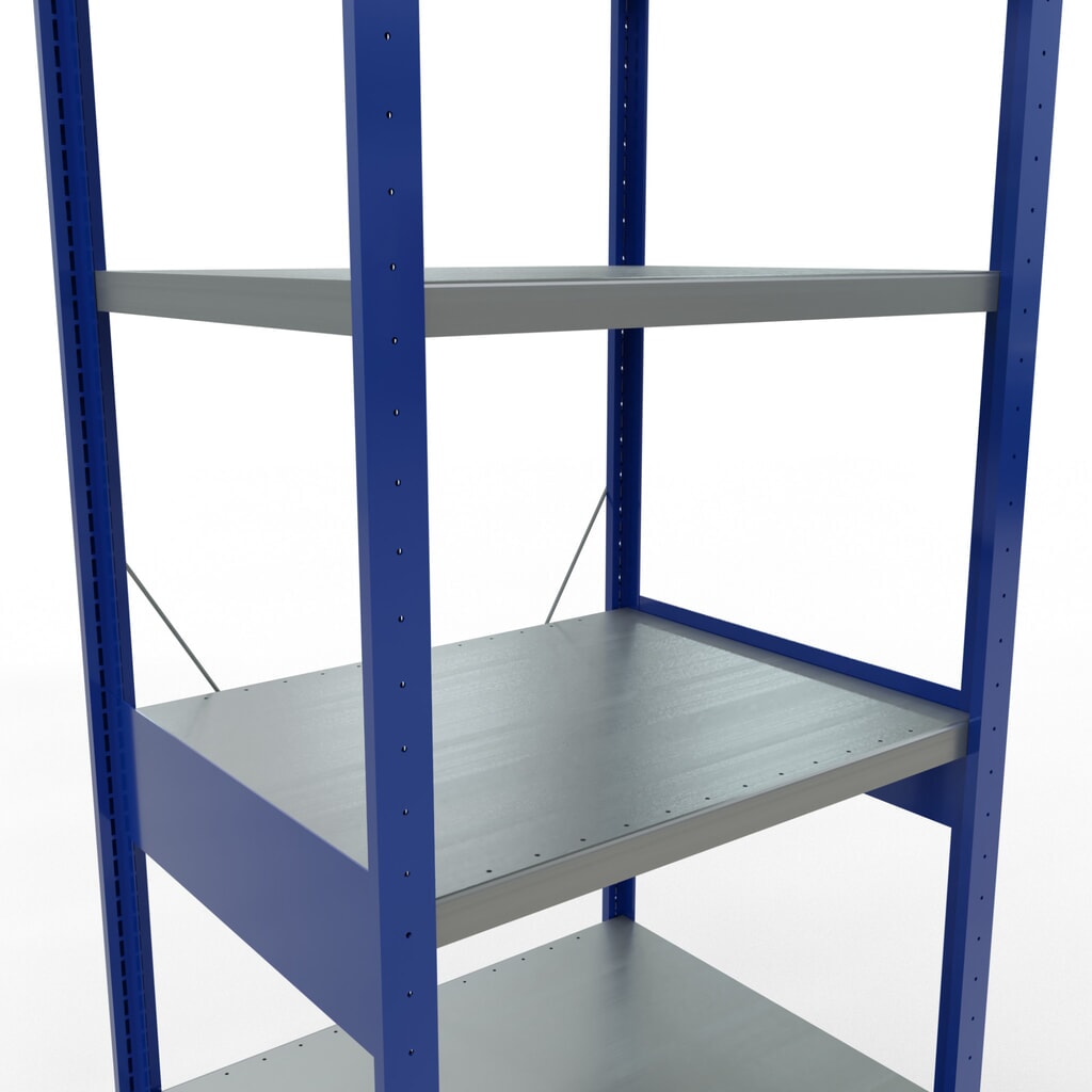 Estantería de cargas pequeñas SCHULTE azul genciana/galvanizada, carga por estante 250 kg, HxAxF 2.500 x 810 x 636 mm Número de imagen del producto 5: Estantería de cargas pequeñas SCHULTE azul genciana/galvanizada, carga por estante 250 kg, HxAxF 2.500 x 810 x 636 mm