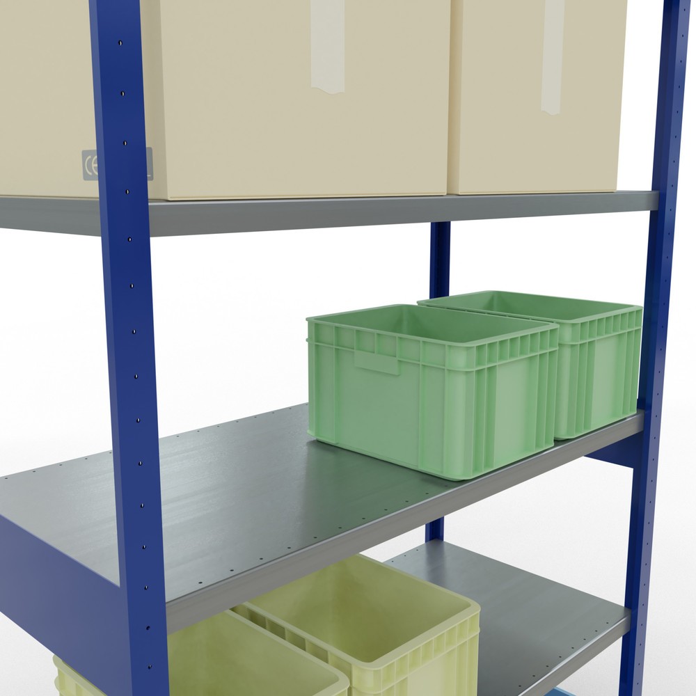 Número de imagen del producto 4: Estantería de cargas pequeñas SCHULTE azul genciana/galvanizada, carga por estante 250 kg, HxAxF 2.500 x 1.360 x 636 mm