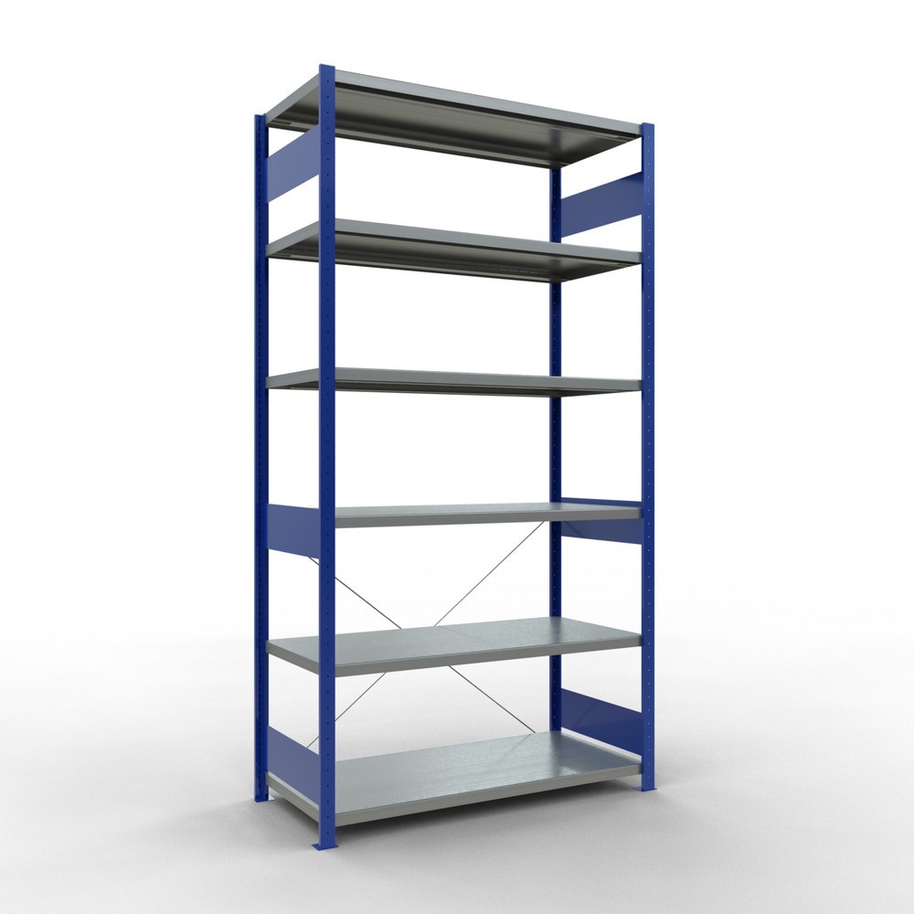 Imagen del producto: Estantería de cargas pequeñas SCHULTE azul genciana/galvanizada, carga por estante 250 kg, HxAxF 2.500 x 1.360 x 636 mm