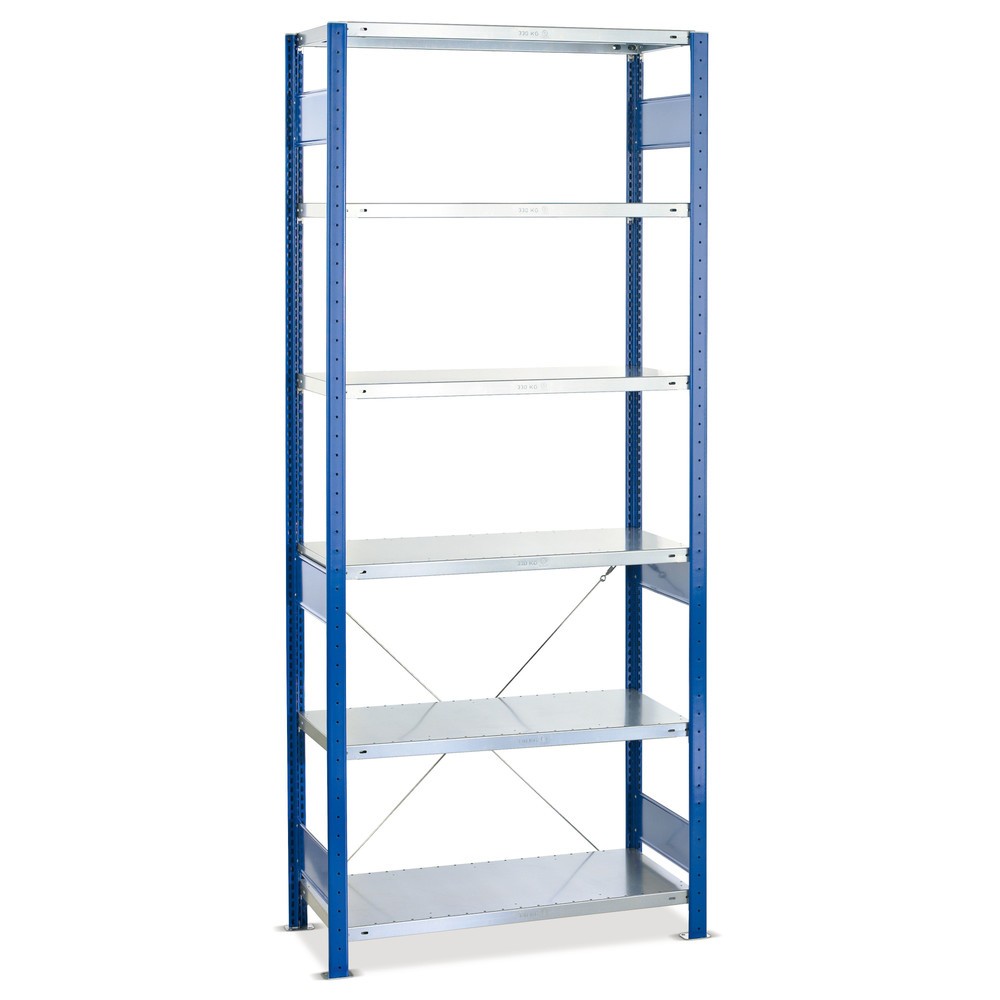 Imagen del producto: Estantería de cargas pequeñas SCHULTE azul genciana/gris claro con 5 estantes de chapa de acero, carga por estante 250 kg, HxAxF 2.000 x 810 x 436 mm