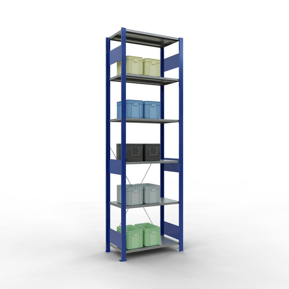 Número de imagen del producto 3: Estantería de cargas pequeñas SCHULTE azul genciana/galvanizada, carga por estante 150 kg, HxAxF 2.500 x 810 x 436 mm