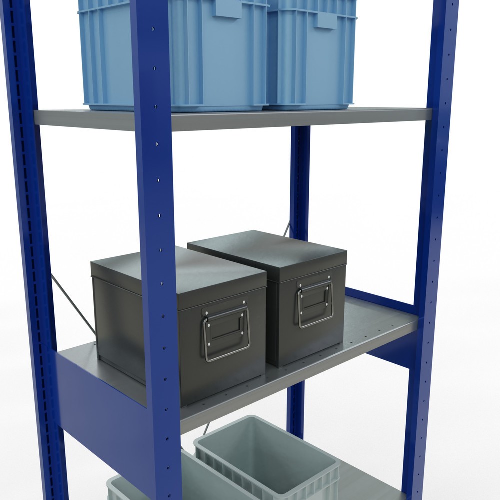 Número de imagen del producto 4: Estantería de cargas pequeñas SCHULTE azul genciana/galvanizada, carga por estante 150 kg, HxAxF 2.500 x 810 x 436 mm