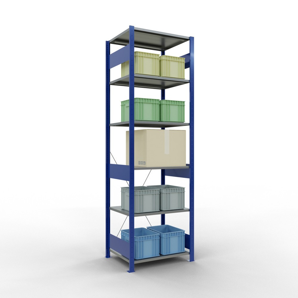 Número de imagen del producto 3: Estantería de cargas pequeñas SCHULTE azul genciana/galvanizada, carga por estante 150 kg, HxAxF 2.500 x 810 x 636 mm