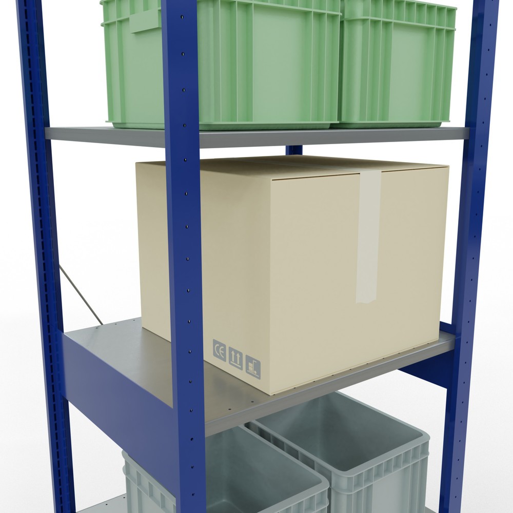 Número de imagen del producto 4: Estantería de cargas pequeñas SCHULTE azul genciana/galvanizada, carga por estante 150 kg, HxAxF 2.500 x 810 x 636 mm