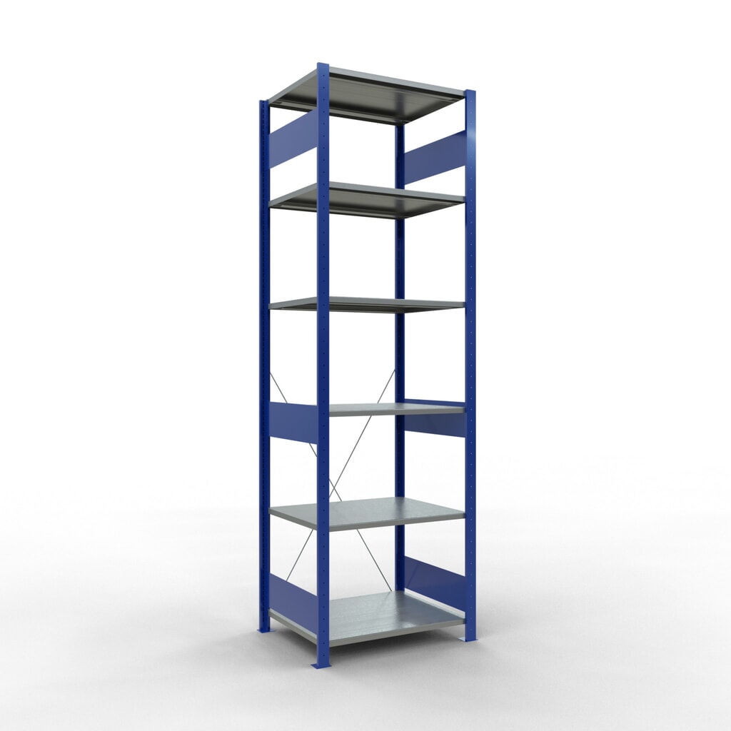 Imagen del producto: Estantería de cargas pequeñas SCHULTE azul genciana/galvanizada, carga por estante 150 kg, HxAxF 2.500 x 810 x 636 mm