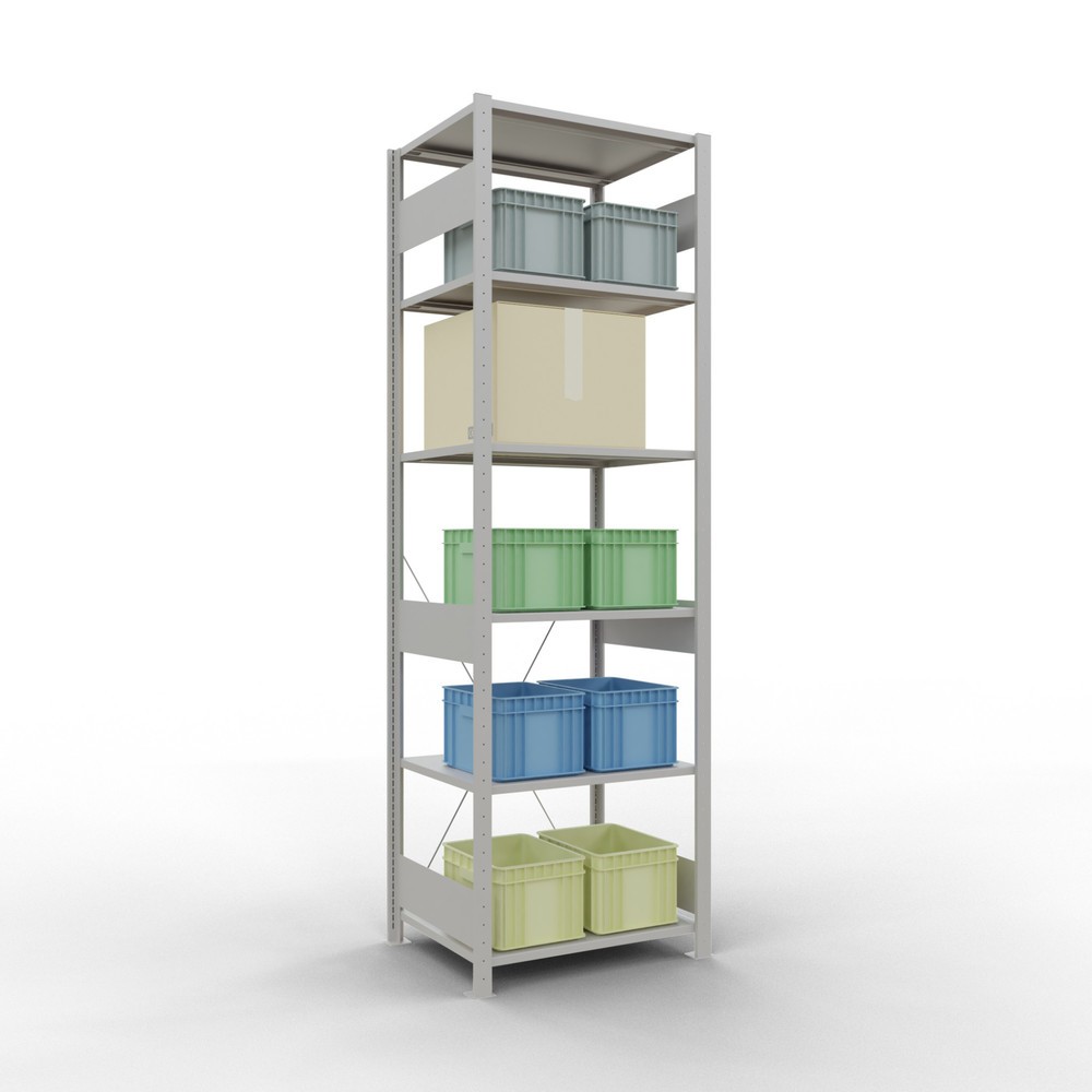 Número de imagen del producto 3: Estantería de cargas pequeñas SCHULTE gris claro, carga por estante 150 kg, HxAxF 2.500 x 810 x 636 mm