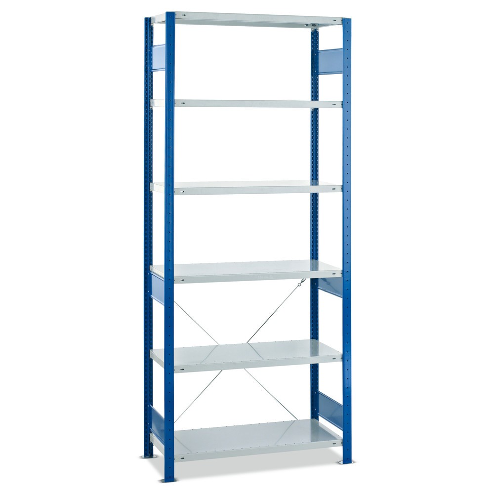 Número de imagen del producto 1: Estantería de cargas pequeñas SCHULTE azul genciana/gris claro, carga por estante 150 kg, HxAxF 2.500 x 810 x 436 mm