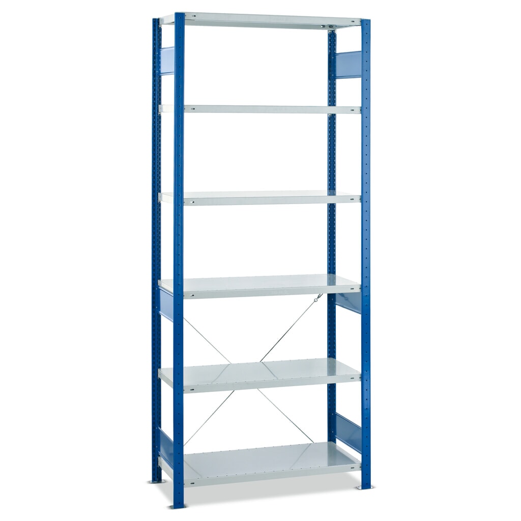 Estantería de cargas pequeñas SCHULTE azul genciana/gris claro, carga por estante 150 kg, HxAxF 2.500 x 810 x 636 mm Imagen del producto: Estantería de cargas pequeñas SCHULTE azul genciana/gris claro, carga por estante 150 kg, HxAxF 2.500 x 810 x 636 mm