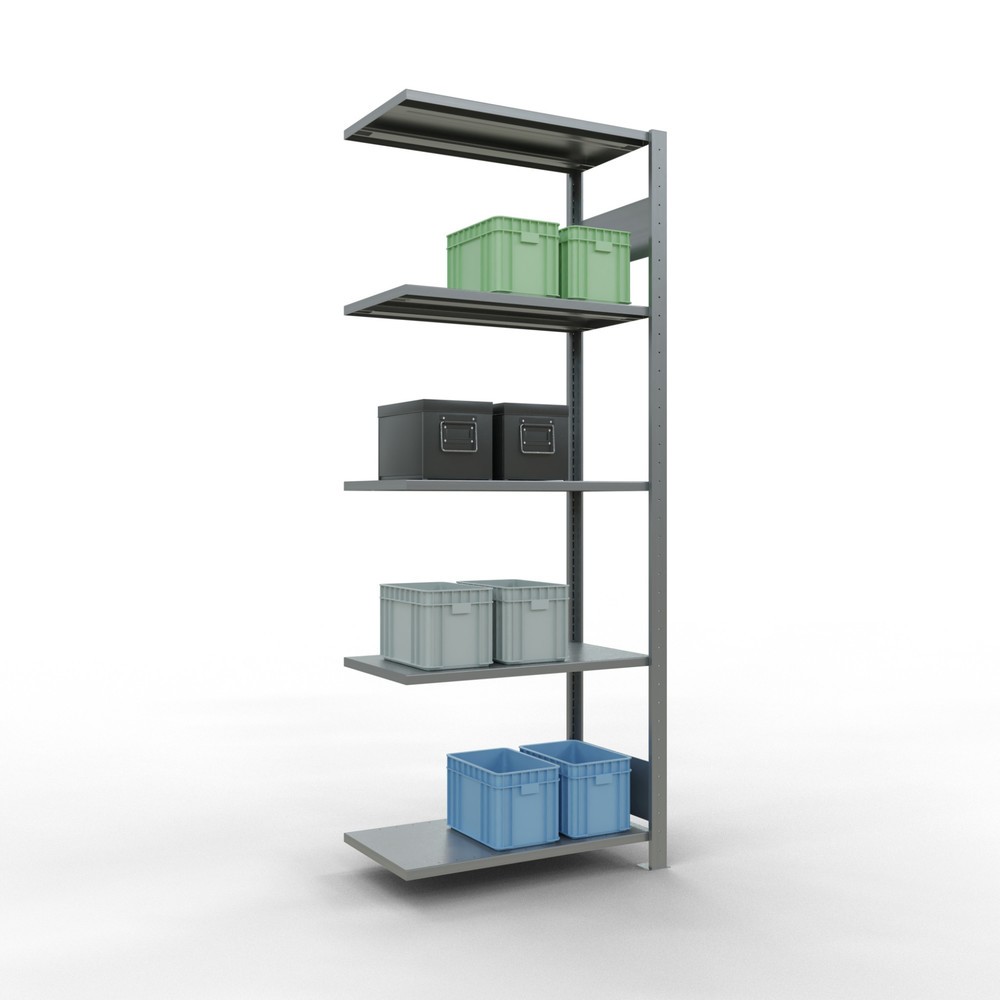 Número de imagen del producto 2: estantería de cargas pequeñas de montaje enchufable SCHULTE, módulo adicional, carga por estante 150 kg, galvanizado, alto H x An x F 2.000 x 750 x 400 mm