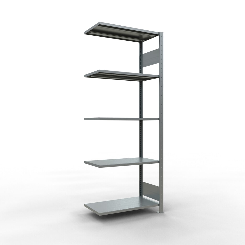 Imagen del producto: estantería de cargas pequeñas de montaje enchufable SCHULTE, módulo adicional, carga por estante 150 kg, galvanizado, alto H x An x F 2.000 x 750 x 400 mm