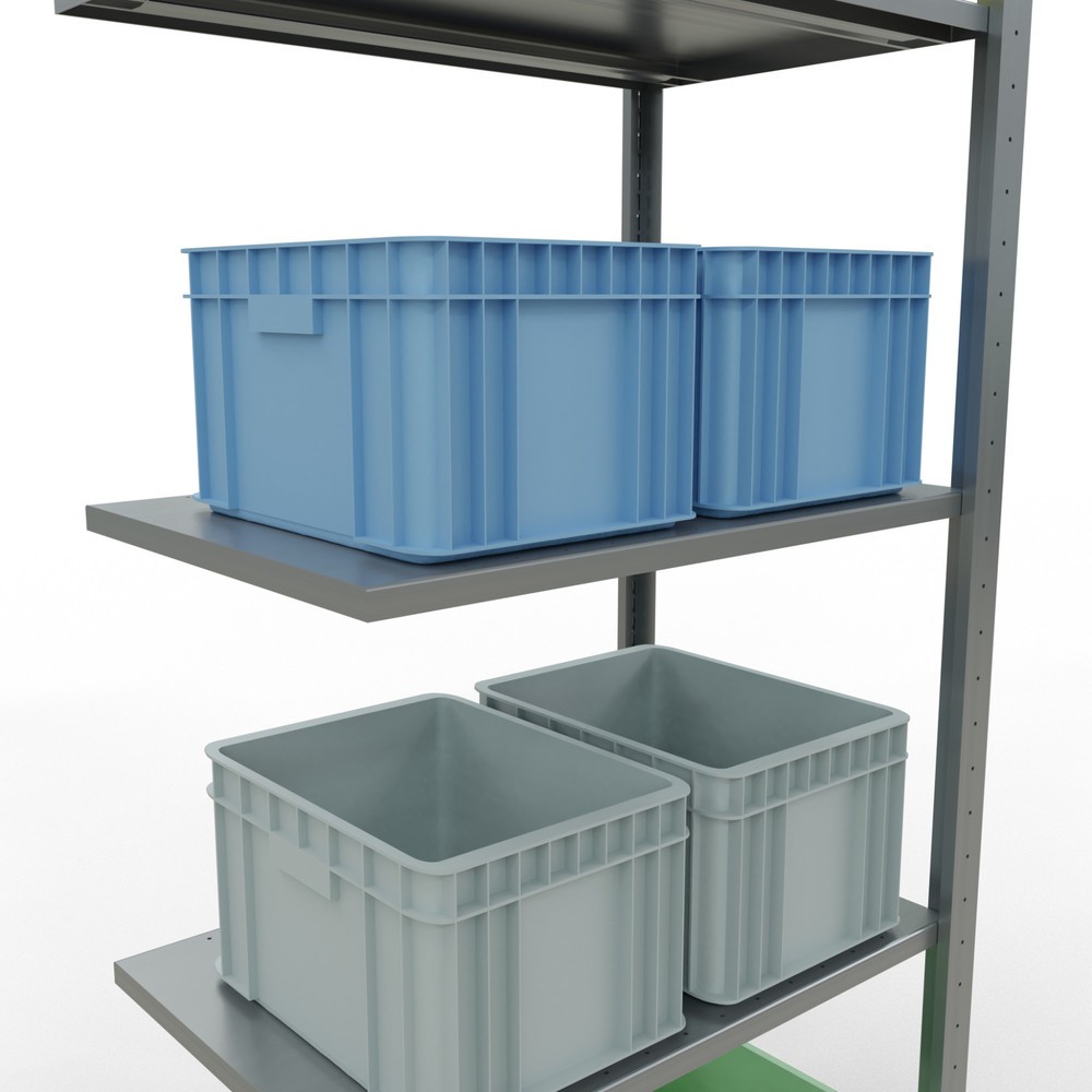 Número de imagen del producto 3: estantería de cargas pequeñas de montaje enchufable SCHULTE, módulo adicional, carga por estante 150 kg, galvanizado, alto H x An x F 2.000 x 750 x 500 mm