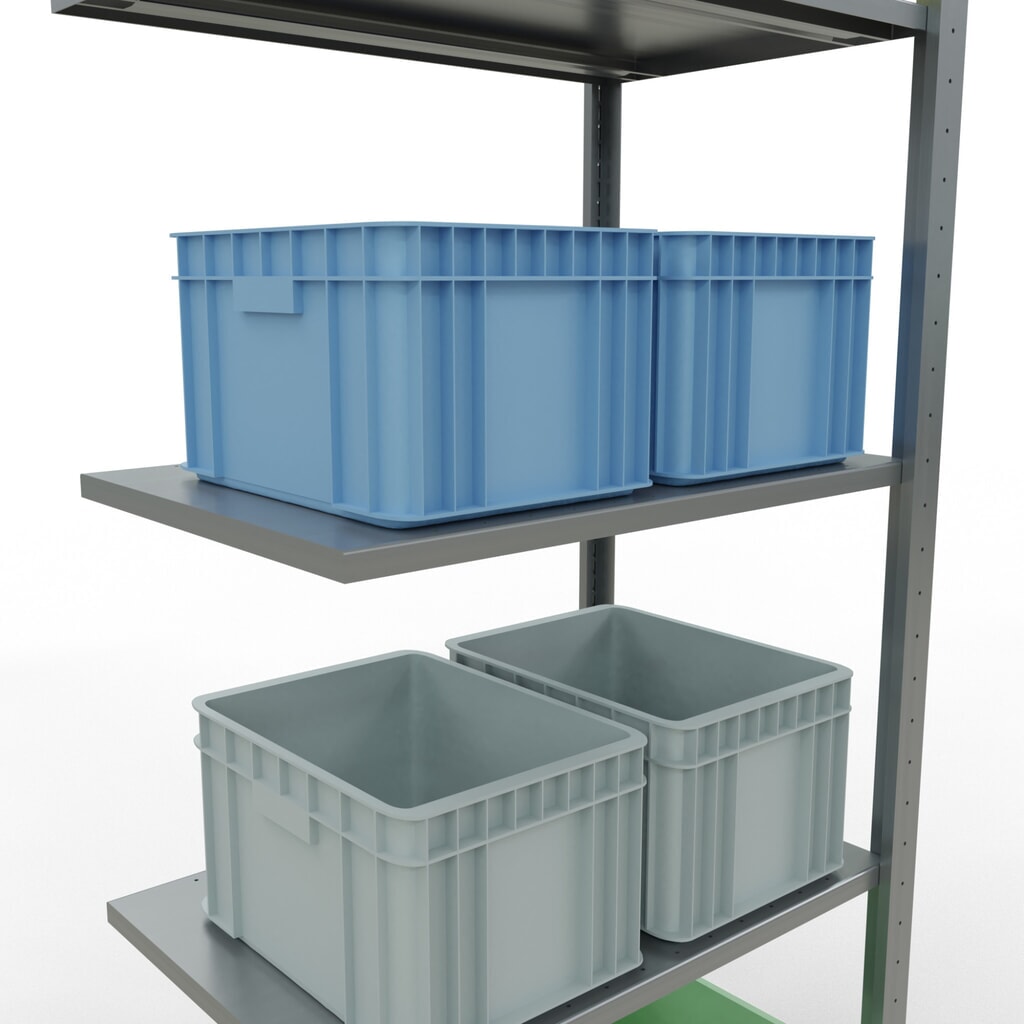 Número de imagen del producto 3: estantería de cargas pequeñas de montaje enchufable SCHULTE, módulo adicional, carga por estante 150 kg, galvanizado, alto H x An x F 2.000 x 750 x 500 mm
