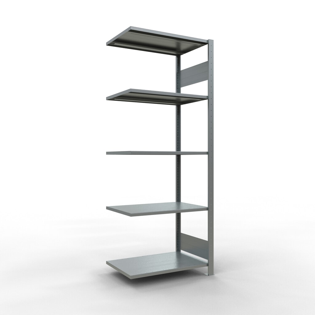 Imagen del producto: estantería de cargas pequeñas de montaje enchufable SCHULTE, módulo adicional, carga por estante 150 kg, galvanizado, alto H x An x F 2.000 x 750 x 500 mm