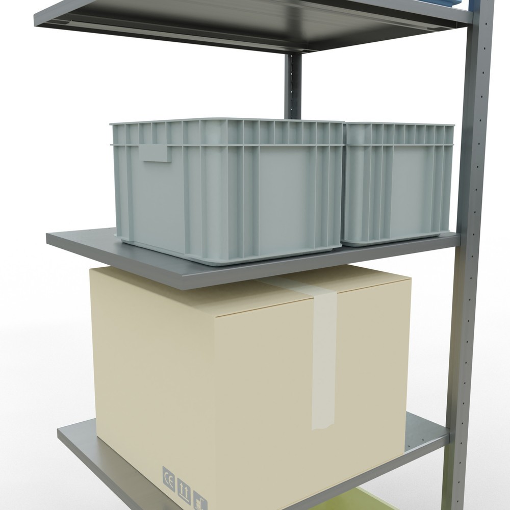 Número de imagen del producto 3: estantería de cargas pequeñas de montaje enchufable SCHULTE, módulo adicional, carga por estante 150 kg, galvanizado, alto H x An x F 2.000 x 750 x 600 mm