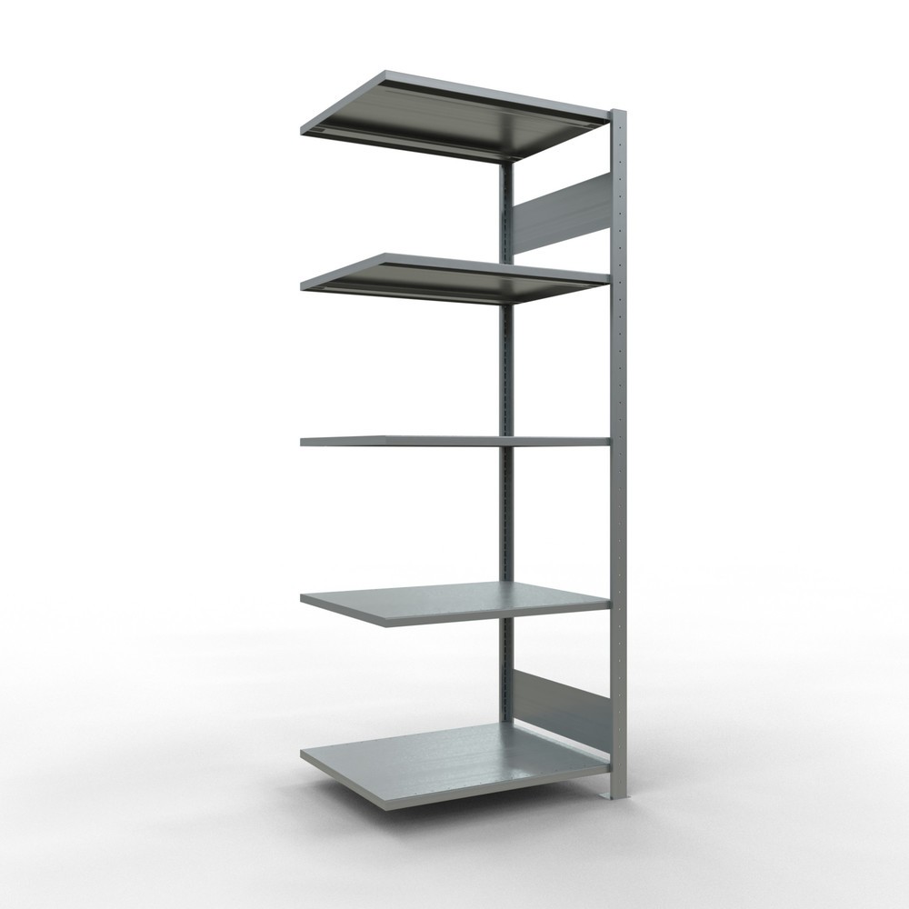 Imagen del producto: estantería de cargas pequeñas de montaje enchufable SCHULTE, módulo adicional, carga por estante 150 kg, galvanizado, alto H x An x F 2.000 x 750 x 600 mm