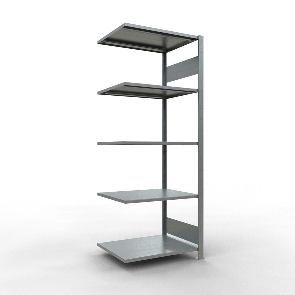 Imagen del producto: estantería de cargas pequeñas de montaje enchufable SCHULTE, módulo adicional, carga por estante 150 kg, galvanizado, alto H x An x F 2.000 x 750 x 600 mm