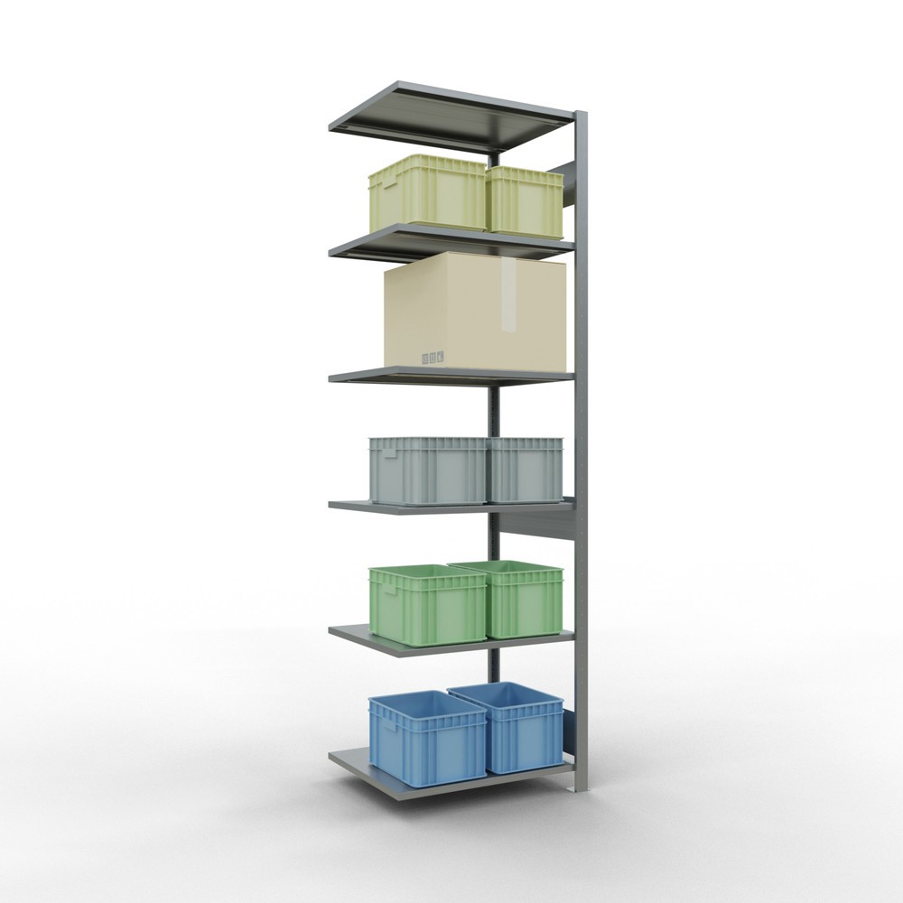 Número de imagen del producto 2: estantería de cargas pequeñas de montaje enchufable SCHULTE, módulo adicional, carga por estante 150 kg, galvanizado, alto H x An x F 2500 x 750 x 600 mm