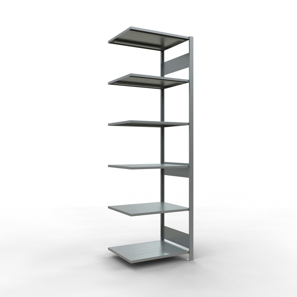estantería de cargas pequeñas de montaje enchufable SCHULTE, módulo adicional, carga por estante 150 kg, galvanizado, alto H x An x F 2500 x 750 x 600 mm Imagen del producto: estantería de cargas pequeñas de montaje enchufable SCHULTE, módulo adicional, carga por estante 150 kg, galvanizado, alto H x An x F 2500 x 750 x 600 mm