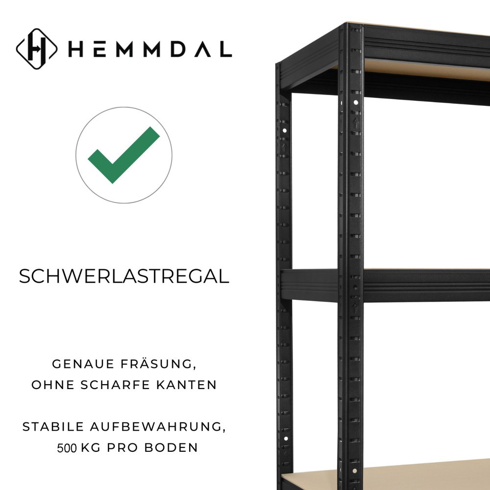 Número de imagen del producto 2: Estantería de cargas pesadas HEMMDAL tipo XXL, negra - 177 x 200 x 60 cm - hasta 2000 kg