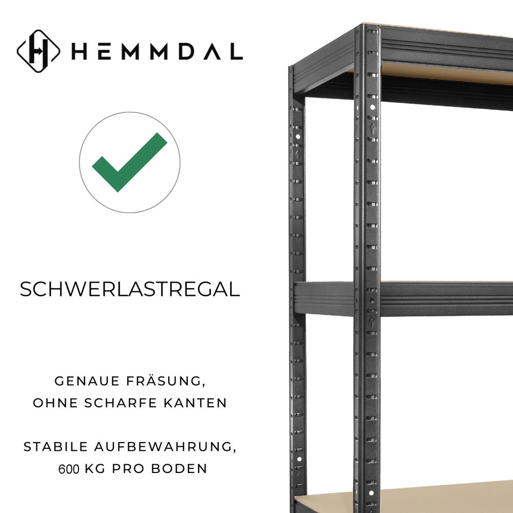 Número de imagen del producto 2: Estantería de cargas pesadas HEMMDAL tipo L, gris grafito - 177 x 160 x 60 cm - hasta 2400 kg