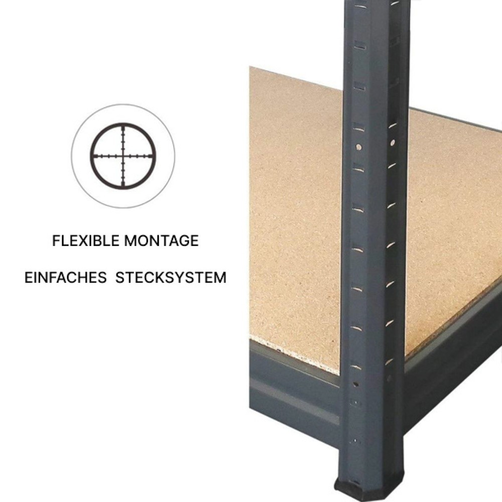 Número de imagen del producto 2: Estantería de cargas pesadas HEMMDAL tipo XXL, gris grafito - 177 x 200 x 60 cm - hasta 2000 kg