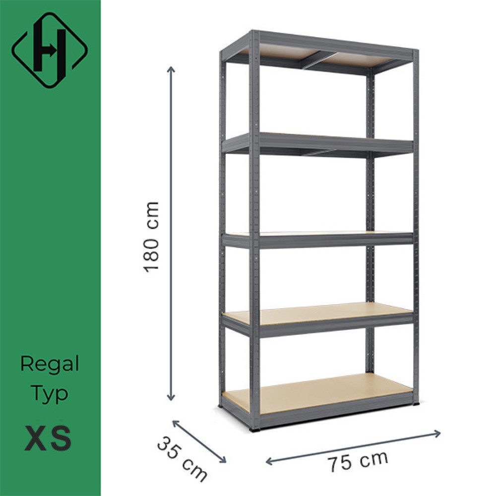 Número de imagen del producto 2: Estantería de cargas pequeñas HEMMDAL tipo XS gris grafito, carga por estante 150 kg, HxAxF 1.800 x 750 x 350 mm