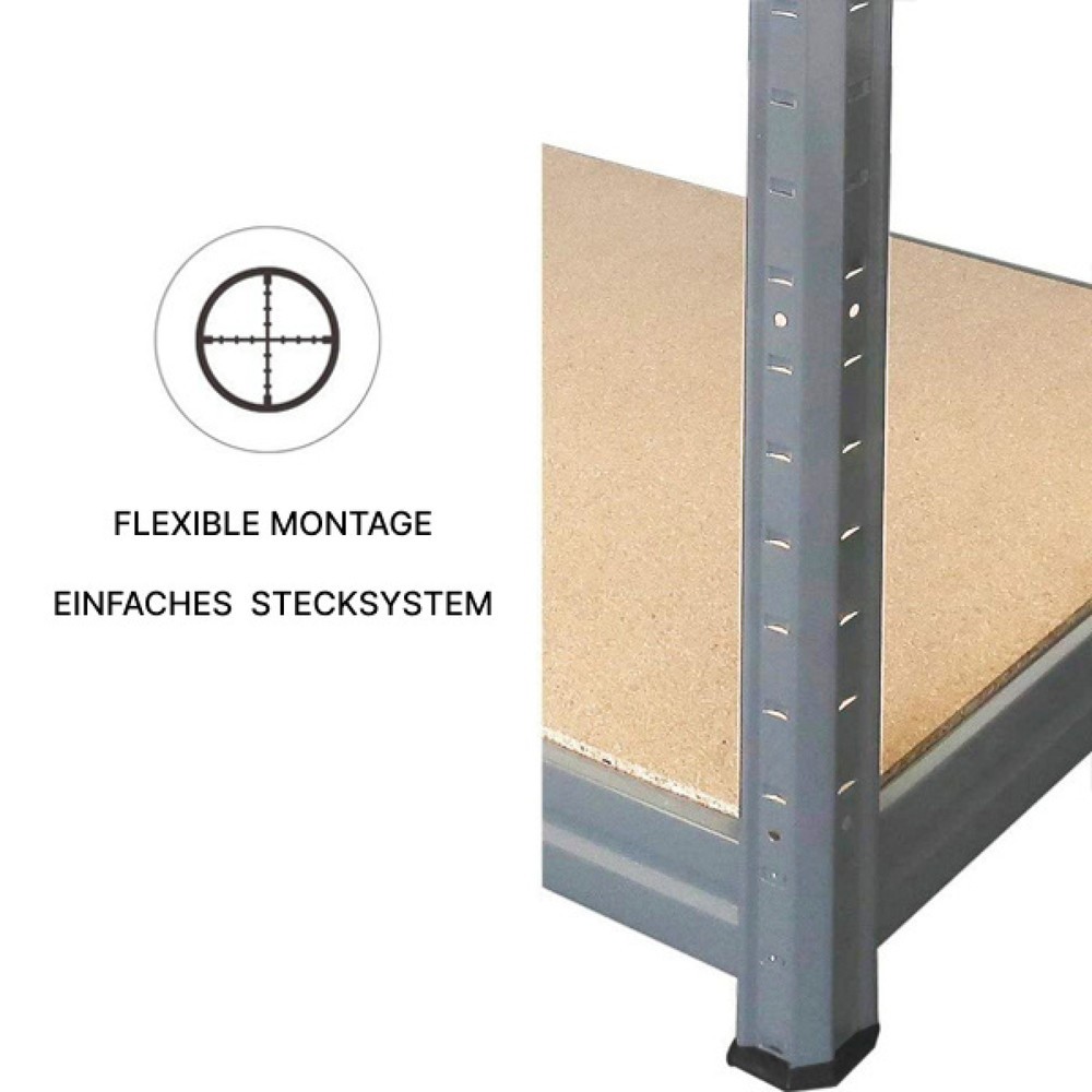 Número de imagen del producto 4: Estantería de cargas pequeñas HEMMDAL tipo M gris grafito, carga por estante 200 kg, HxAxF 1.800 x 1.200 x 450 mm