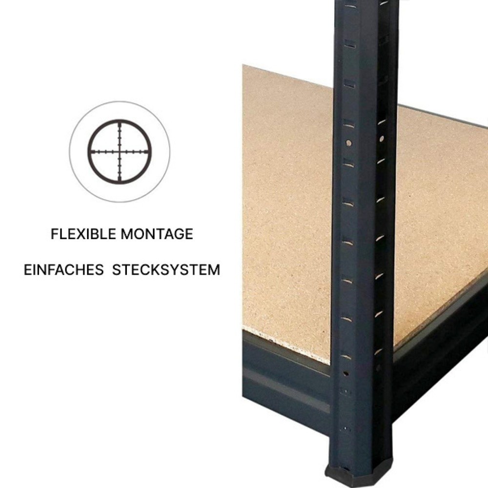 Número de imagen del producto 4: Estantería de cargas pequeñas HEMMDAL tipo S negra, carga por estante 150 kg, HxAxF 1.800 x 900 x 450 mm