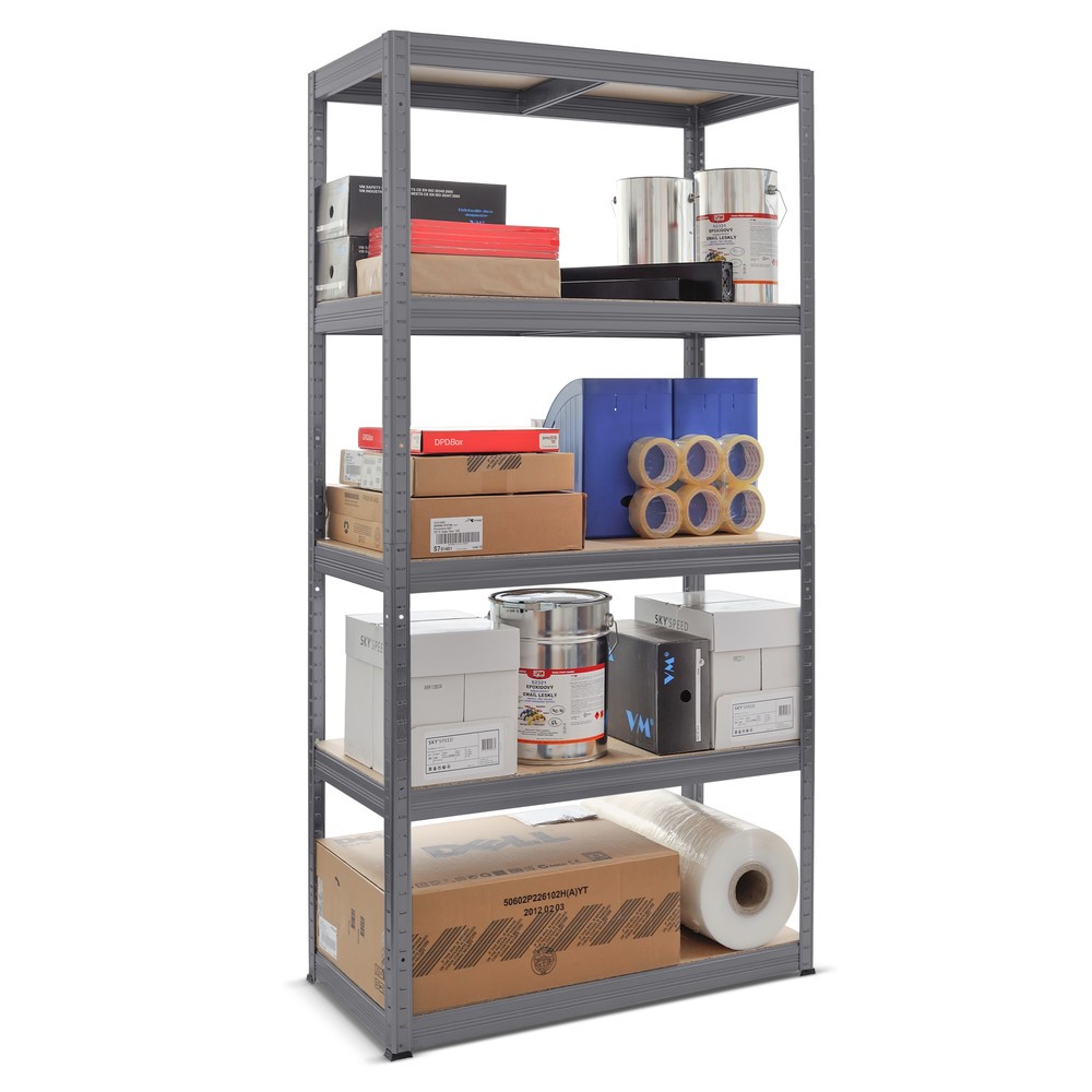Número de imagen del producto 5: Estantería de cargas pequeñas HEMMDAL tipo S gris grafito, carga por estante 150 kg, HxAxF 1.800 x 900 x 450 mm