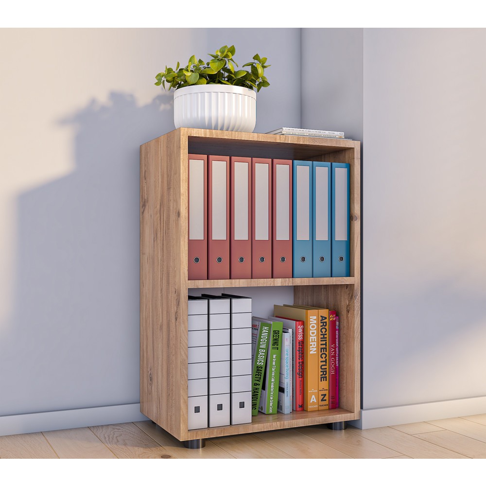 Número de imagen del producto 1: Estantería Ulas de 2 compartimentos, roble miel