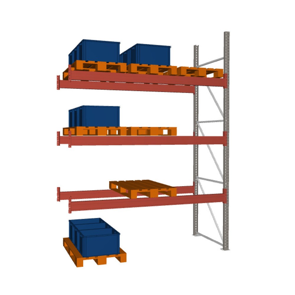 Imagen del producto: Estantería de paletización META MULTIPAL, módulo adicional, carga por estante 12.480 kg, H x An x Fo 3.800 x 2.700 x 1.100 mm