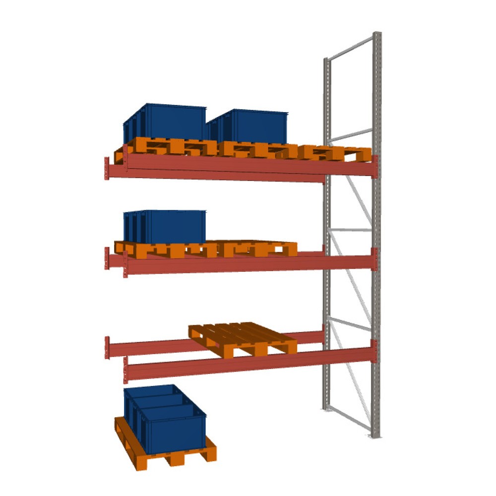 Imagen del producto: Estantería de paletización META MULTIPAL, módulo adicional, carga por estante 12.480 kg, H x An x Fo 4.400 x 2.700 x 1.100 mm