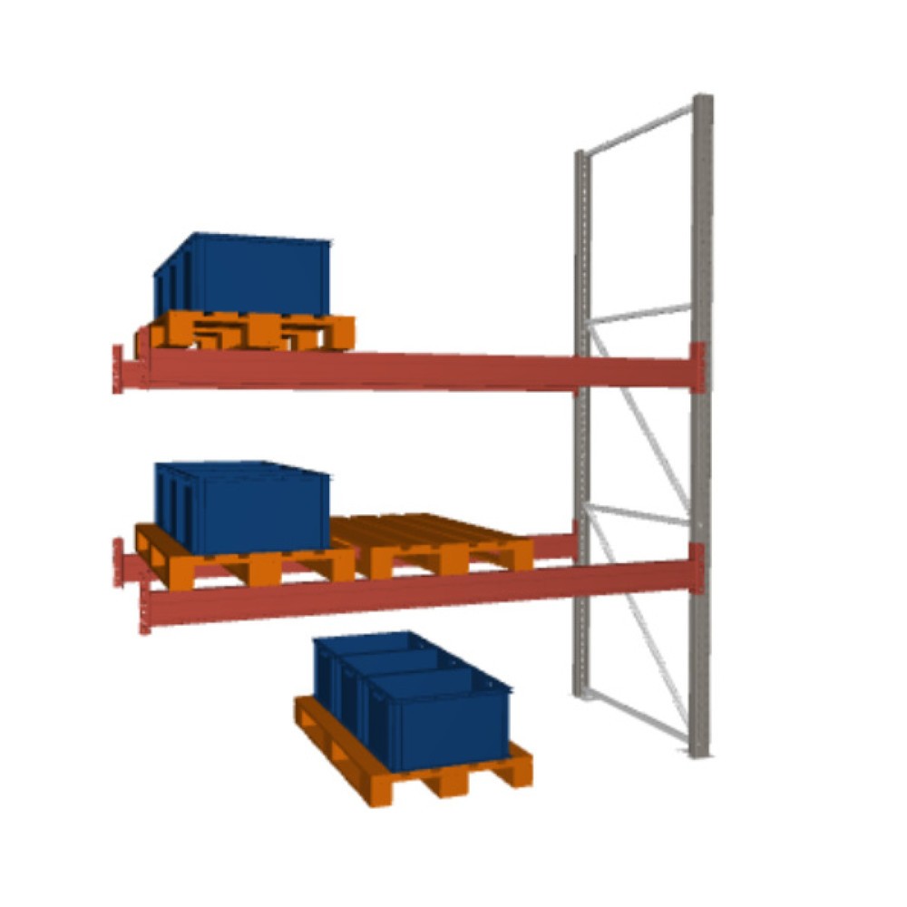 Imagen del producto: Estantería de paletización META MULTIPAL, módulo adicional, carga por estante 4.700 kg, H x An x Fo 3.300 x 2.700 x 1.100 mm