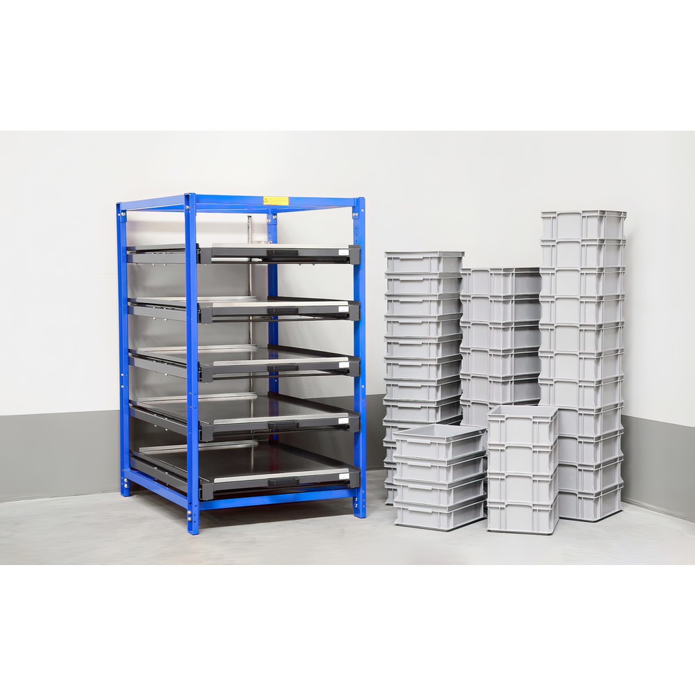 Número de imagen del producto 5: Estantería extraíble compacta con 5 gavetas, carga por estante 150 kg, altura 1.700 mm