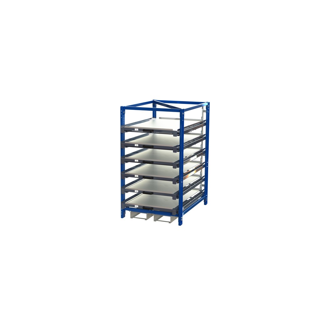 Número de imagen del producto 1: Estantería extraíble compacta con 6 gavetas, carga por estante 150 kg, altura 1.700 mm, con huecos para horquillas