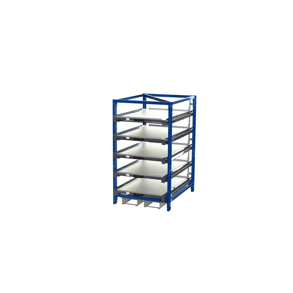 Número de imagen del producto 1: Estantería extraíble compacta con 5 gavetas, carga por estante 150 kg, altura 1.700 mm, con huecos para horquillas